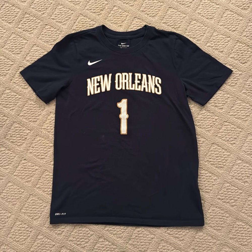 Nike Boys Zion Williamson Navy New Orleans Pelicans Logo Name and Number T-shirt